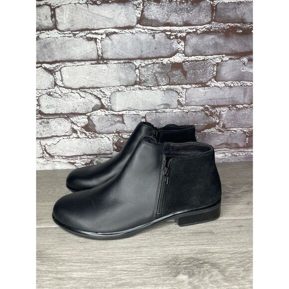 NAOT Helm Black Leather Suede Ankle Boots Zip Booties Women’s Sz 41EU/10.5M US - Picture 4 of 16